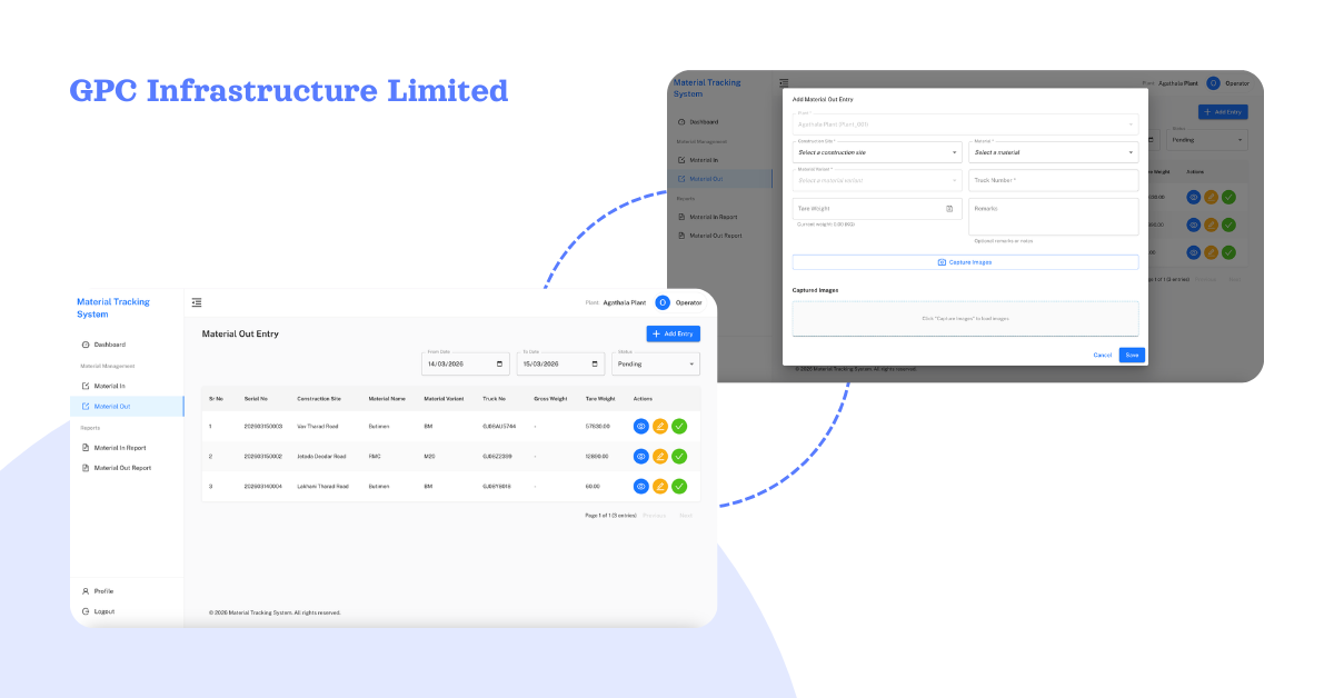 Automated Raw Material Tracking System for GPC Infrastructure Pvt. Ltd.